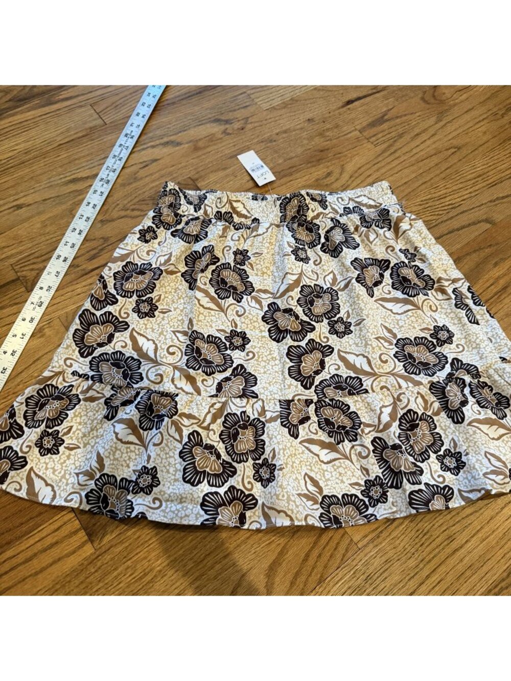 LOFT WOMENS BROWN FLORAL SKIRT PULL ON NEW MEDIUM